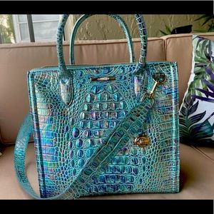 Brahmin Caroline satchel.  Iridescent blue.